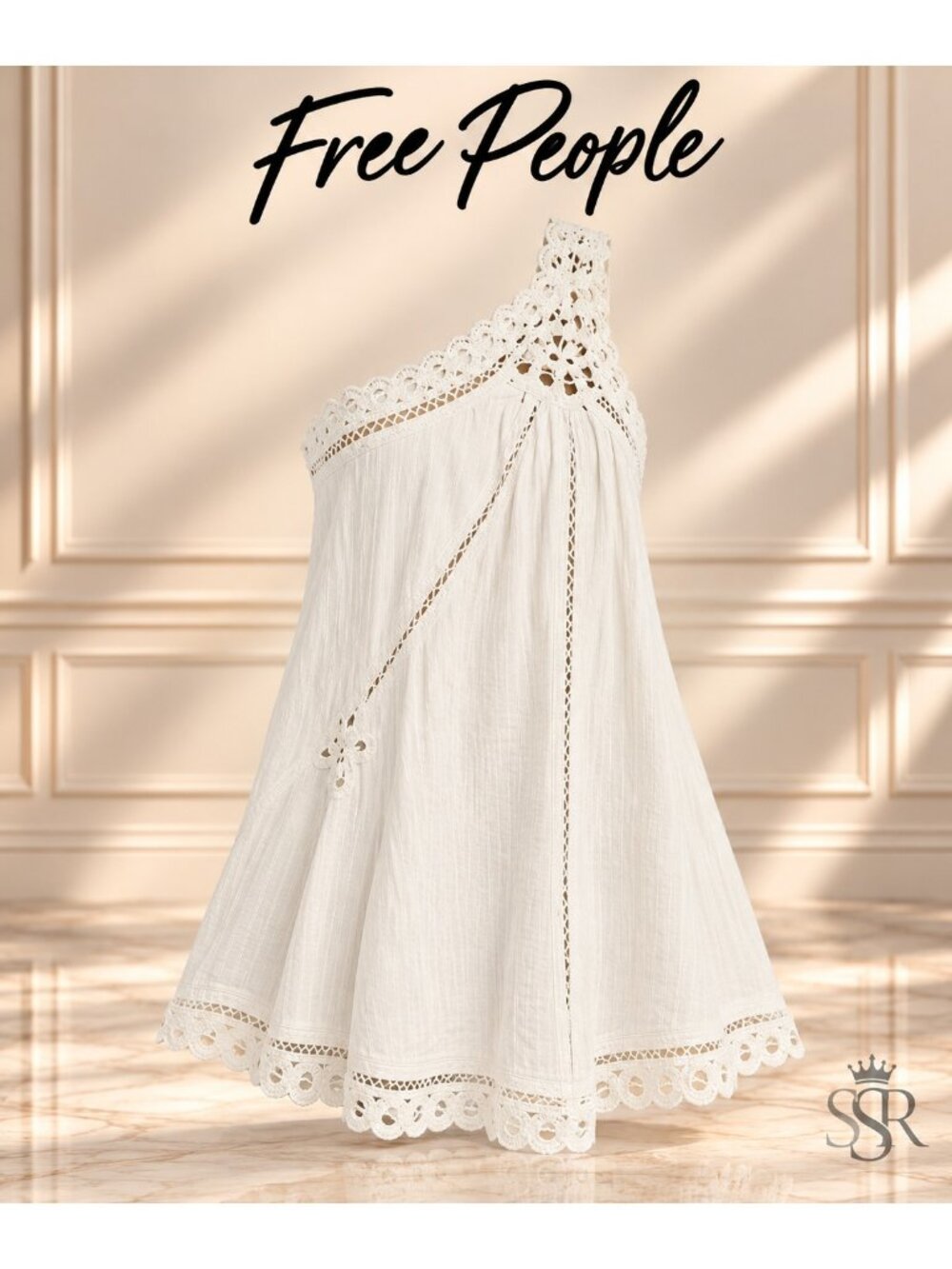 New Free People Billie Battenburg One-shoulder Cotton Dress Medium MSRP: $128